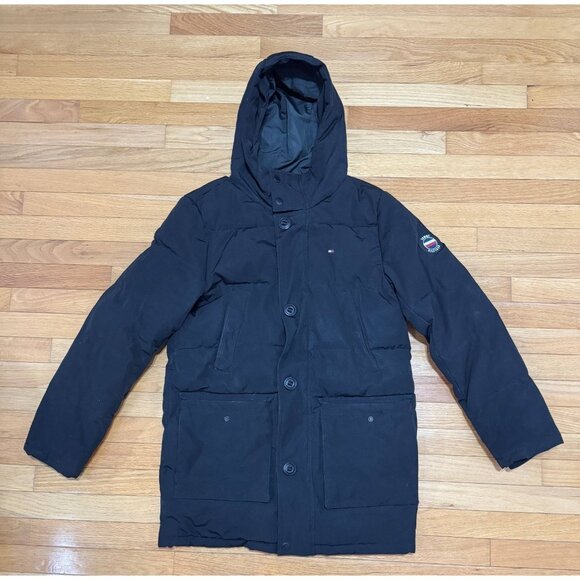 Tommy Hilfiger Men’s Parka Coat Black Warm Like Down Size M READ DESCRIPTION - Picture 1 of 16